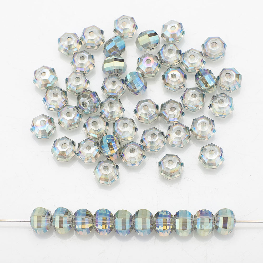 Glass Faceted Spacer Beads 8mm Plating Metallic Color 60pcs 19