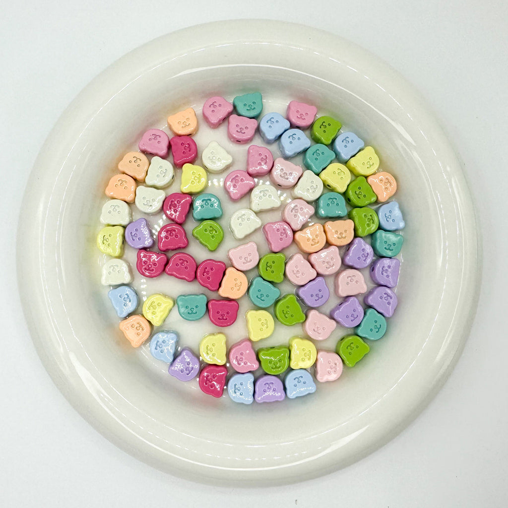 Teddy Bear Metal Beads 10mm Glossy Painted Alloy 10pcs 6