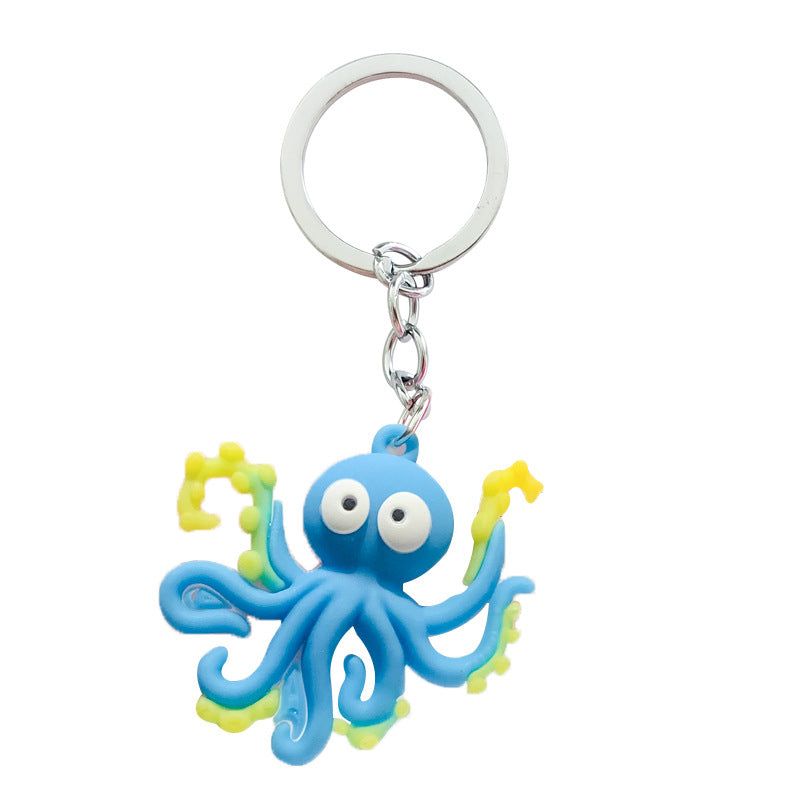 PVC Octopus Keychain Marine Animal Neon Tentacles Design 5