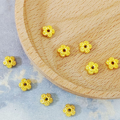 Alloy Flower Spacer Beads 7mm Matte Five Petal Tibetan Style 100pcs 4