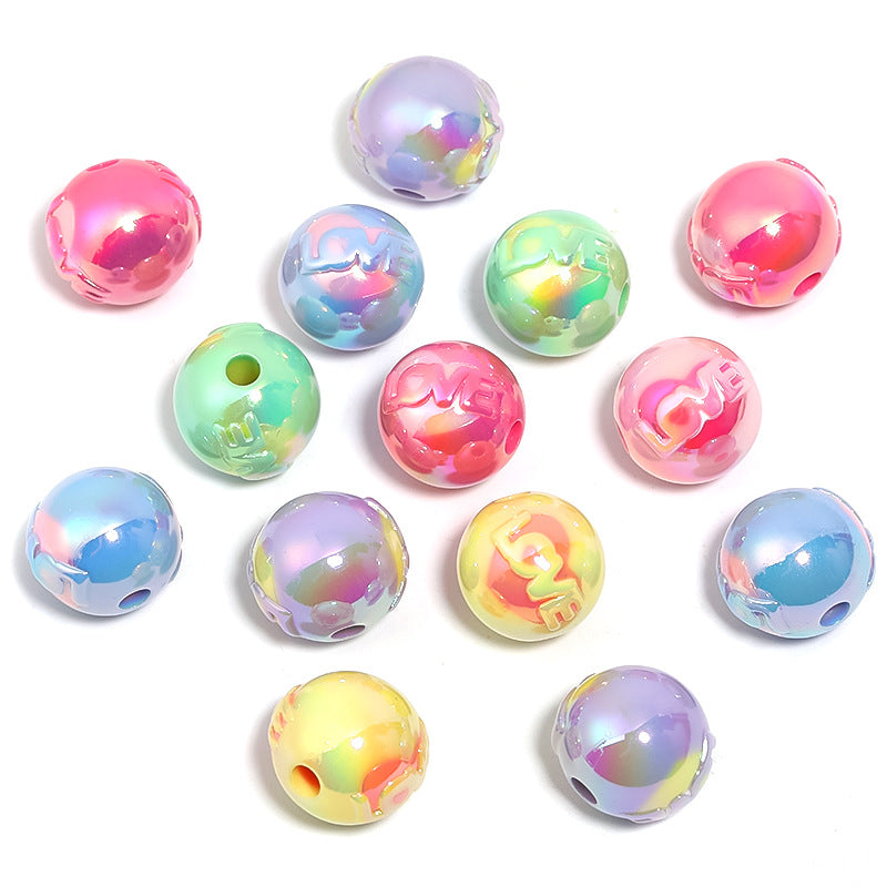 Plating Love Word Acrylic Beads 17mm Dual Color 50pcs 6