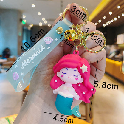 PVC Mermaid Cartoon Doll Keychain Pastel Colors Soft Hair Starfish 4