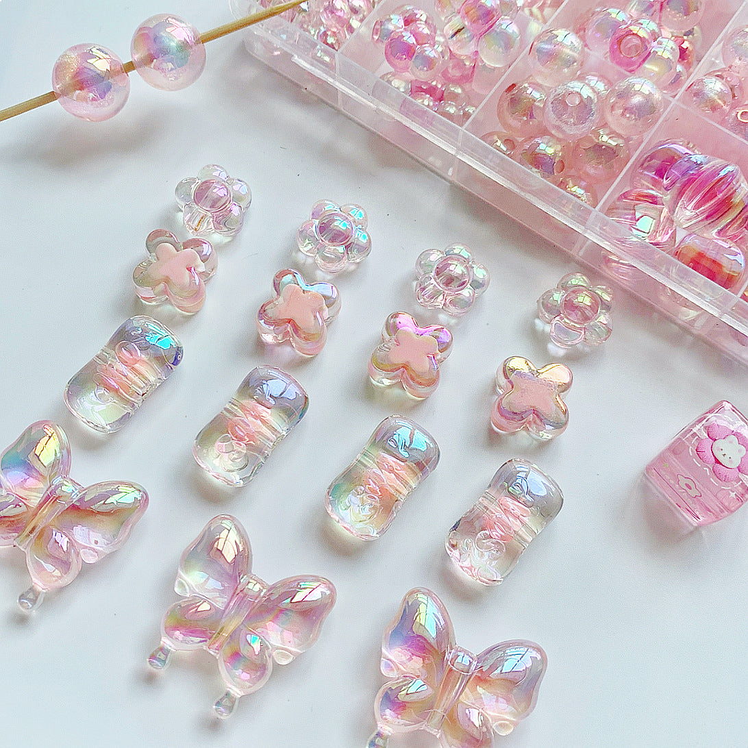 Pink Series Butterfly Flower Acrylic Beads Transparent 1pc 3