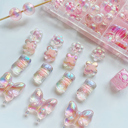 Pink Series Butterfly Flower Acrylic Beads Transparent 1pc 3