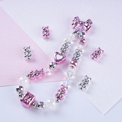 Plating Teddy Bear Acrylic Beads 18mm Metallic Colored 100pcs 3