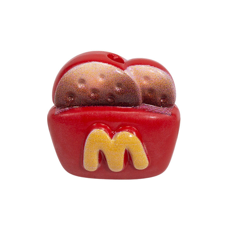 Painted Mcdon Fries Acrylic Beads 22mm Colorful 10pcs 8