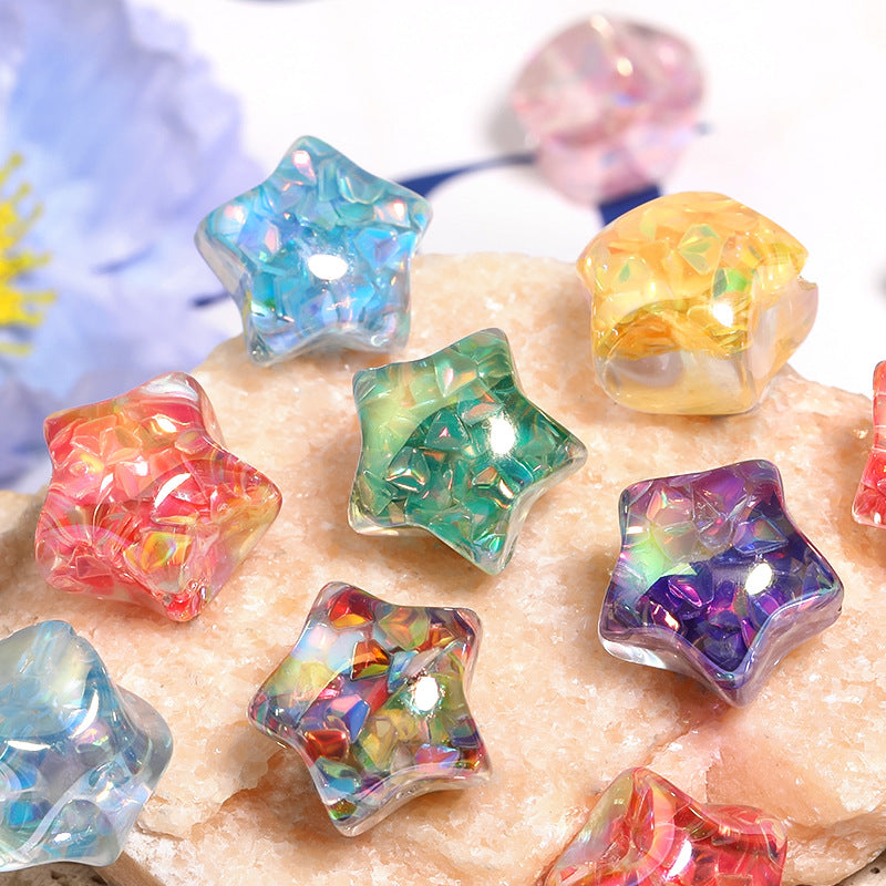 Plating Star Acrylic Beads 20mm Colorful Glitter Powder 25pcs