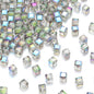 Transparent Square Glass Beads 8mm Iridescent Colors 50pcs 9