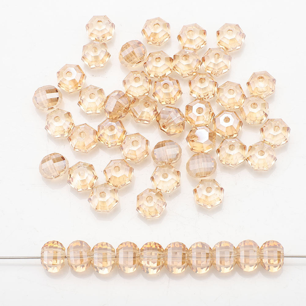 Glass Faceted Spacer Beads 8mm Plating Metallic Color 60pcs 22