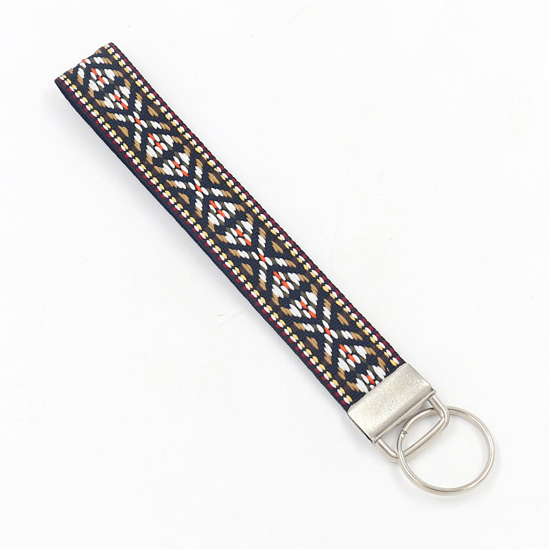 Bohemian Style Wristlet Keychain Antique Silver Polyester 2pcs 17cm 18