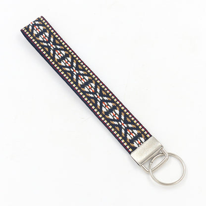 Bohemian Style Wristlet Keychain Antique Silver Polyester 2pcs 17cm 18