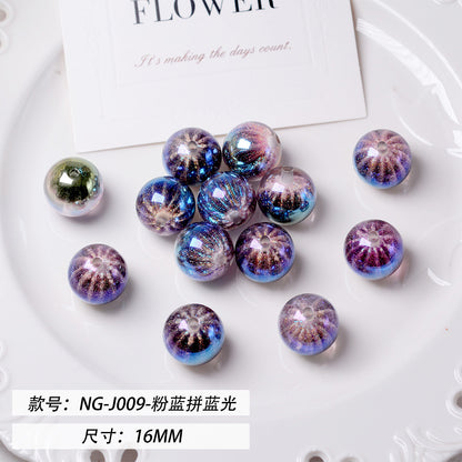 Glitter Fireworks Resin Beads 16mm Round Multicolor 10pcs 14