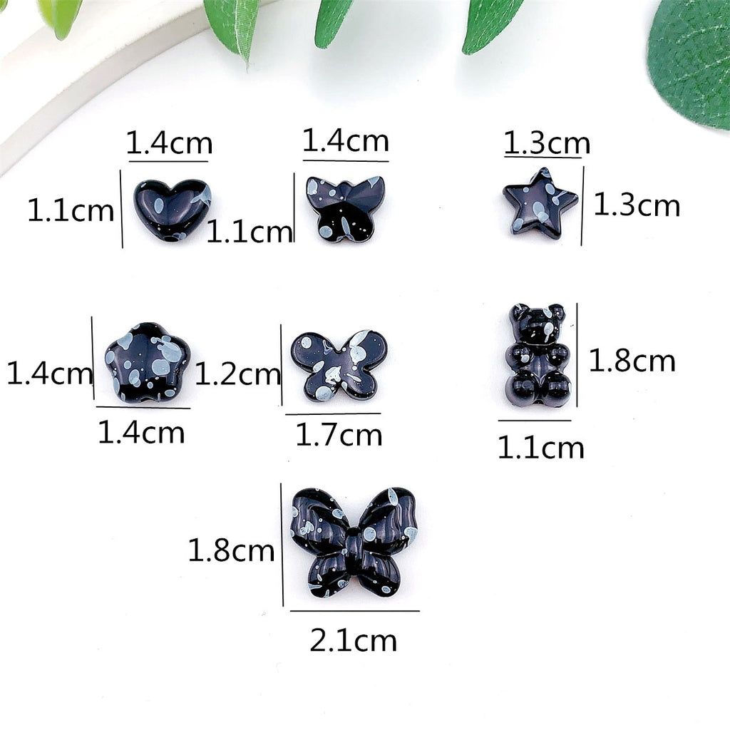 Spray Painted Butterfly Heart Star Acrylic Beads Black and White 100pcs 4