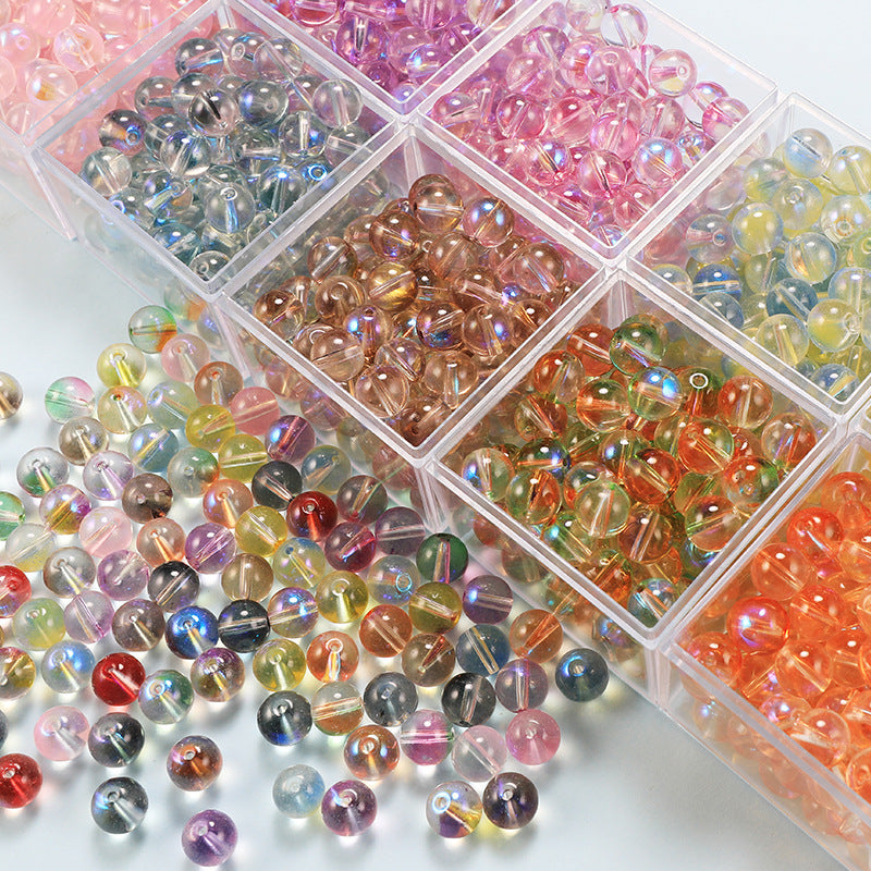 Transparent Double Color Glass Beads 10mm Glossy Shimmer 10pcs 3
