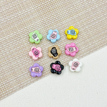 Devil Heart and Kitten Flower Metal Beads 17/15mm Baking Painted 18pcs 24