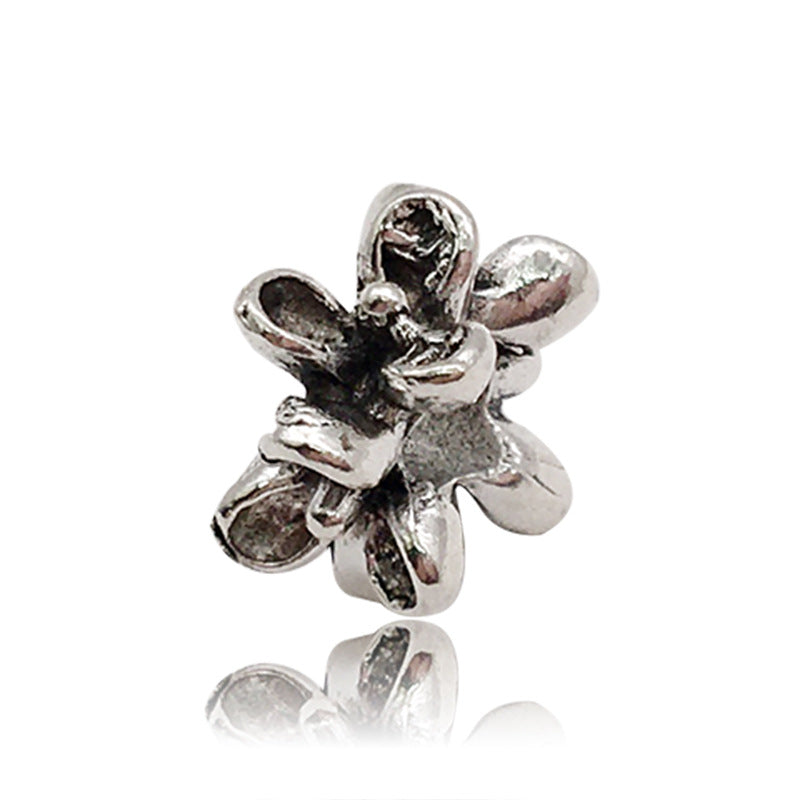 Plant Series Metal Beads Large Hole Antique Silver Tone 30pcs 14