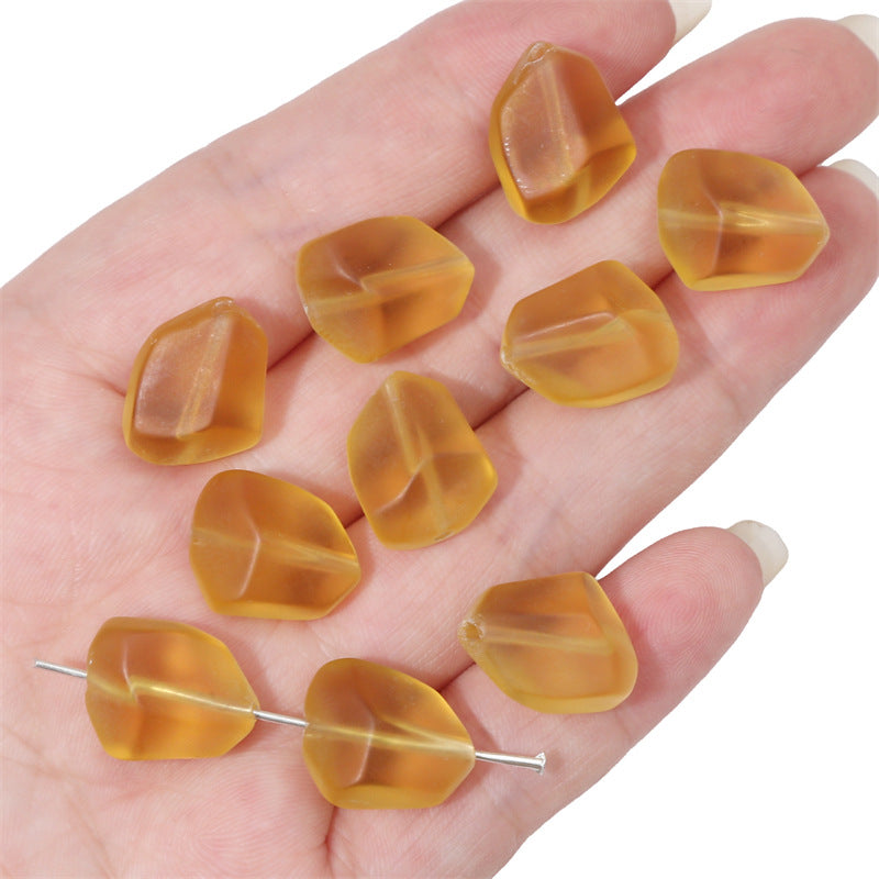 Frosted Flat Stone Glass Beads 12x15mm Matte Mixed Colors 20pcs 8