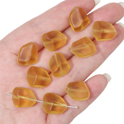 Frosted Flat Stone Glass Beads 12x15mm Matte Mixed Colors 20pcs 8