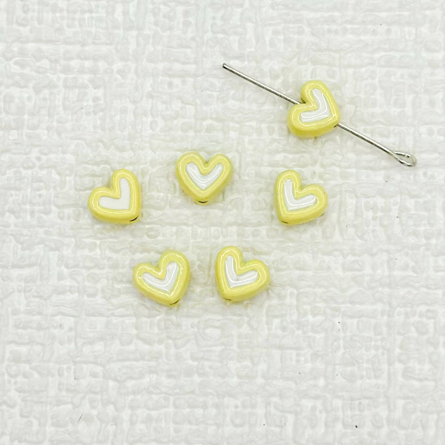 Heart Metal Beads 8mm Two-Tone Enamel Baked Finish 20pcs 8
