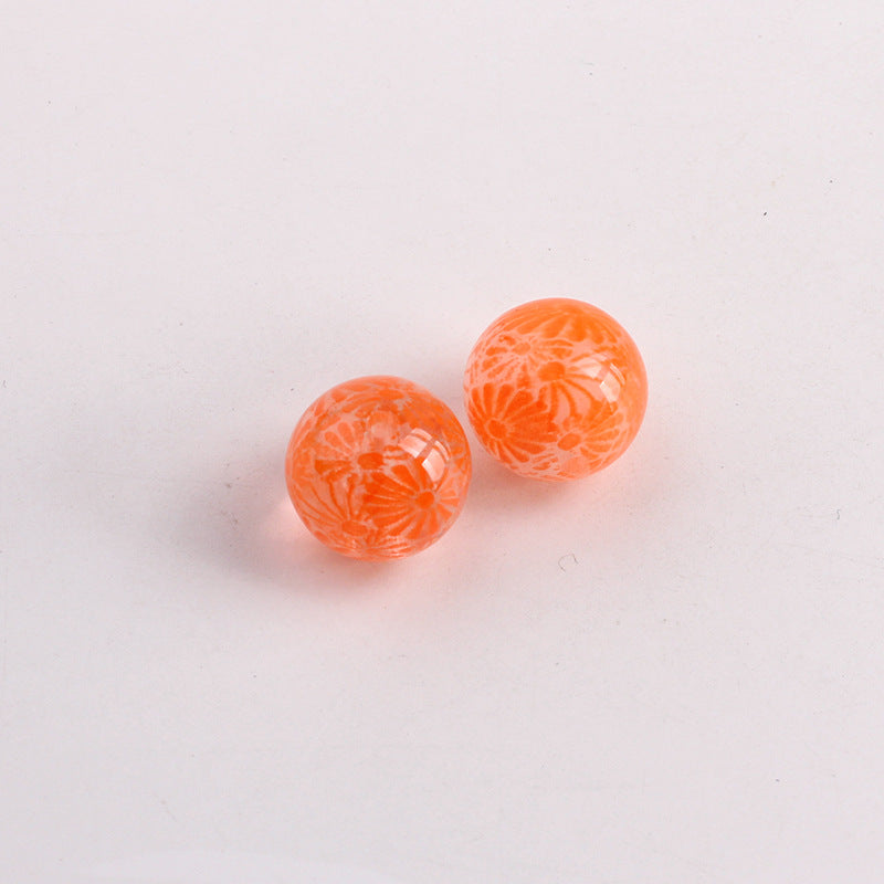 Transparent Fireworks Pattern Acrylic Beads 15mm Colorful 50pcs 10