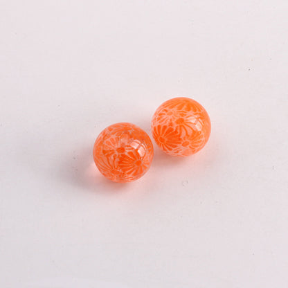 Transparent Fireworks Pattern Acrylic Beads 15mm Colorful 50pcs 10