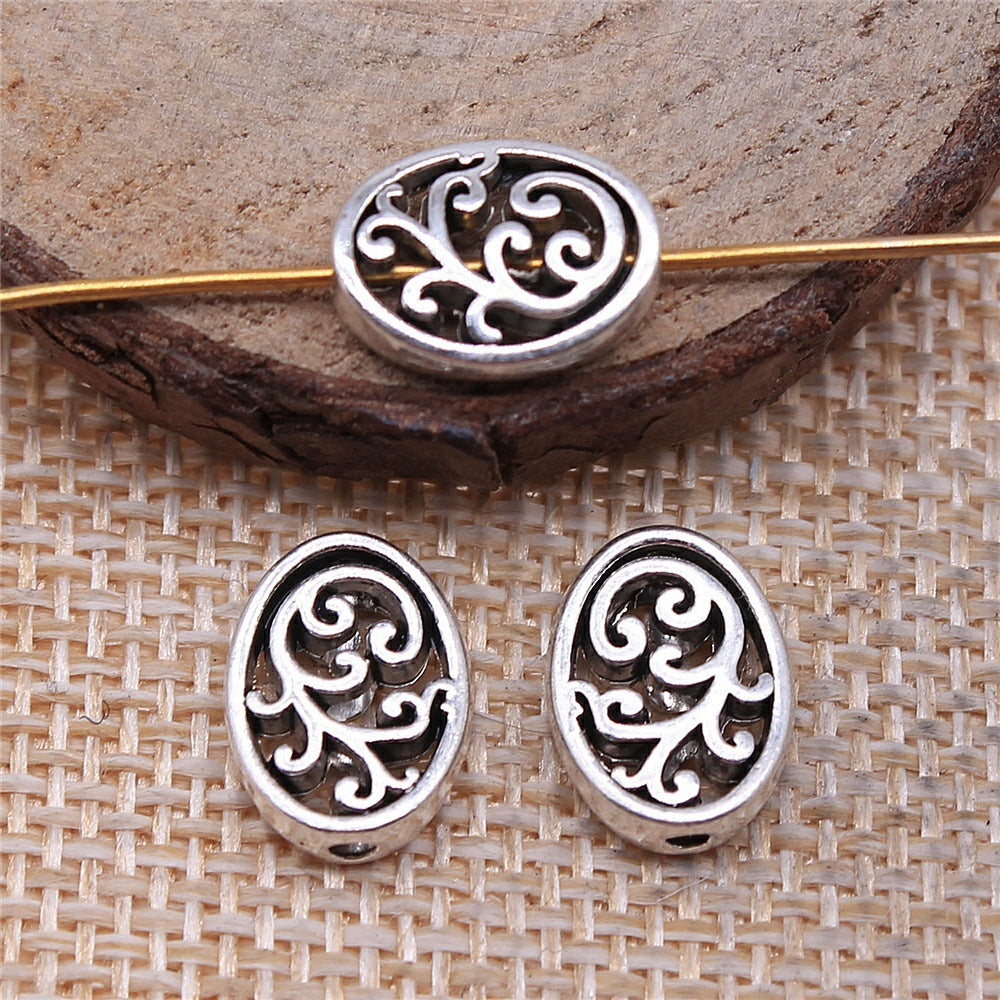 Oval Hollow Vine Pattern Metal Beads 12mm Antique Silver and Gold 40pcs 2