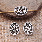 Oval Hollow Vine Pattern Metal Beads 12mm Antique Silver and Gold 40pcs 2