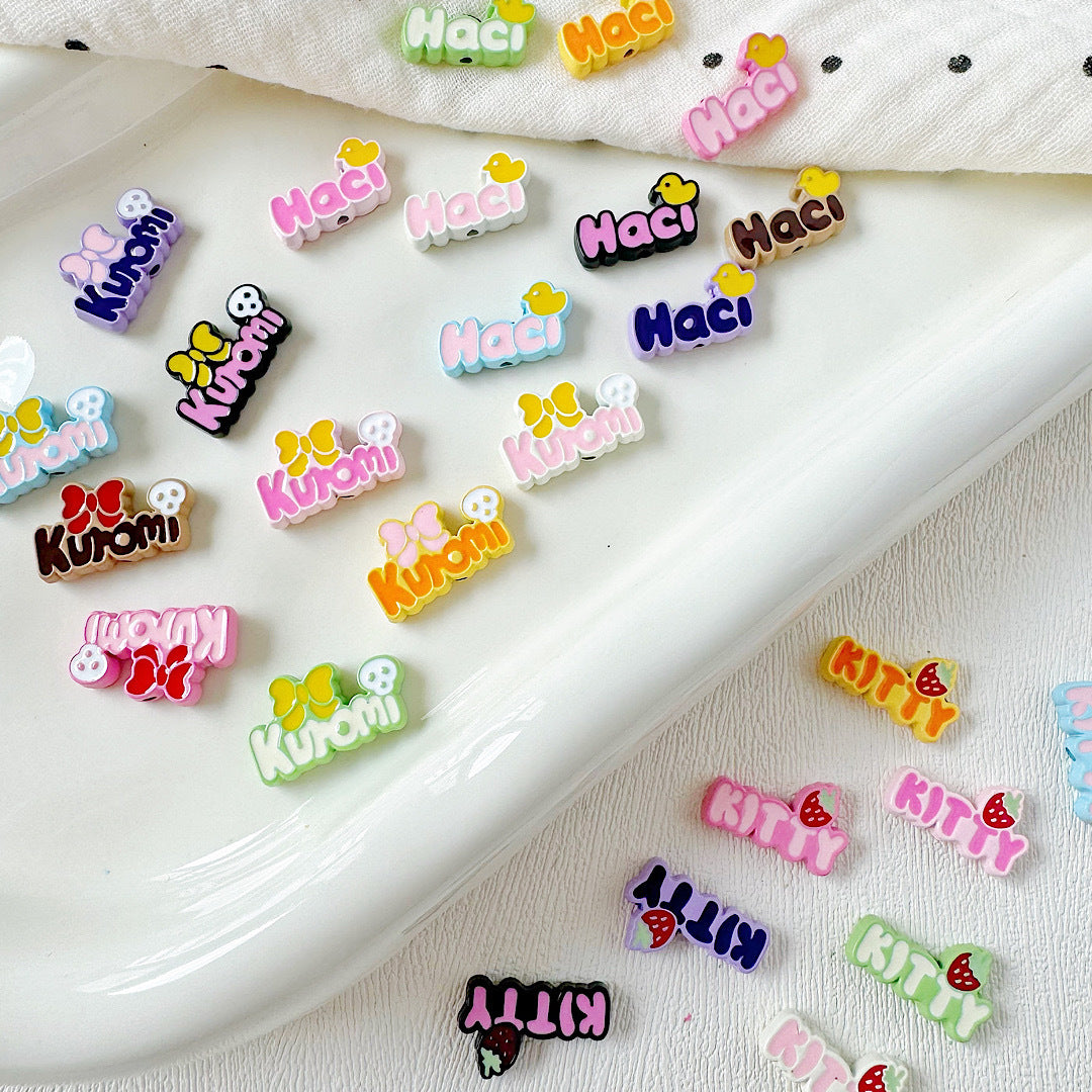 Signboard Metal Beads Painted Sanrio Series Colorful 10pcs 3