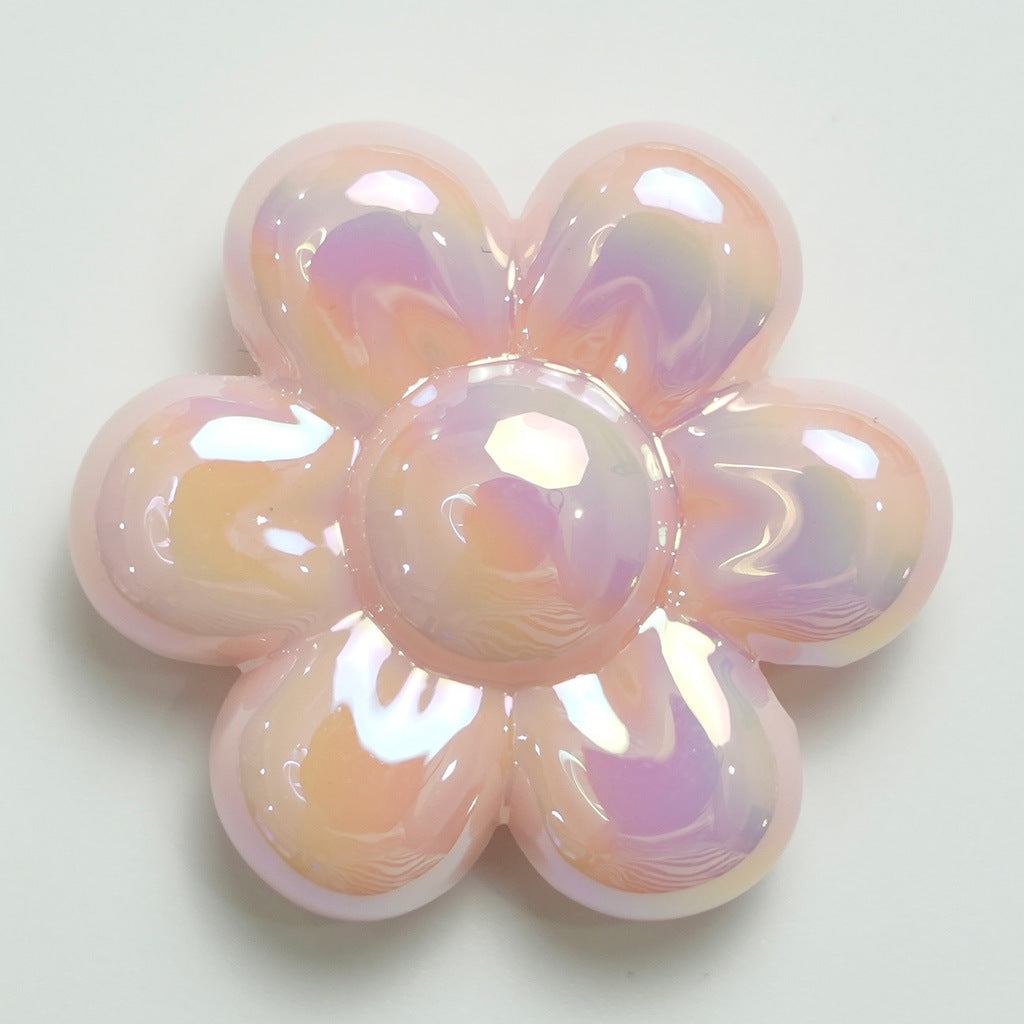 UV Plating Flower Acrylic Beads 32mm Glossy Pastel Large 20pcs 8