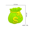 Silicone 3D Focal Beads Money Bag Green Sack with Yellow Dollar Sign 20pcs 2