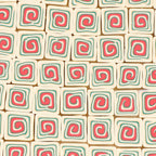 Square Clay Beads 9mm Spiral Pattern Coral Red Teal 100pcs