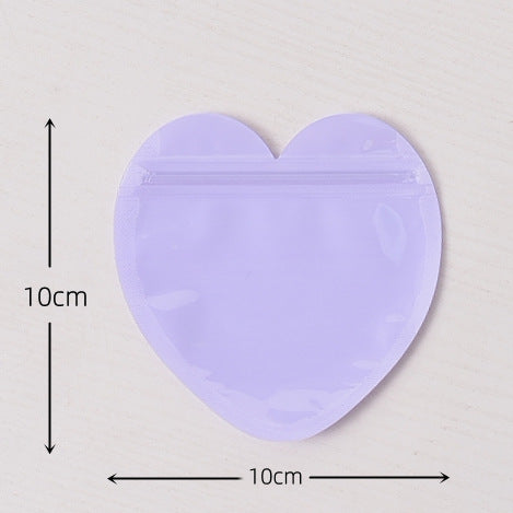 PVC Plastic Zip Lock Bags Apple and Heart Shape Glossy 10cm 10pcs 2