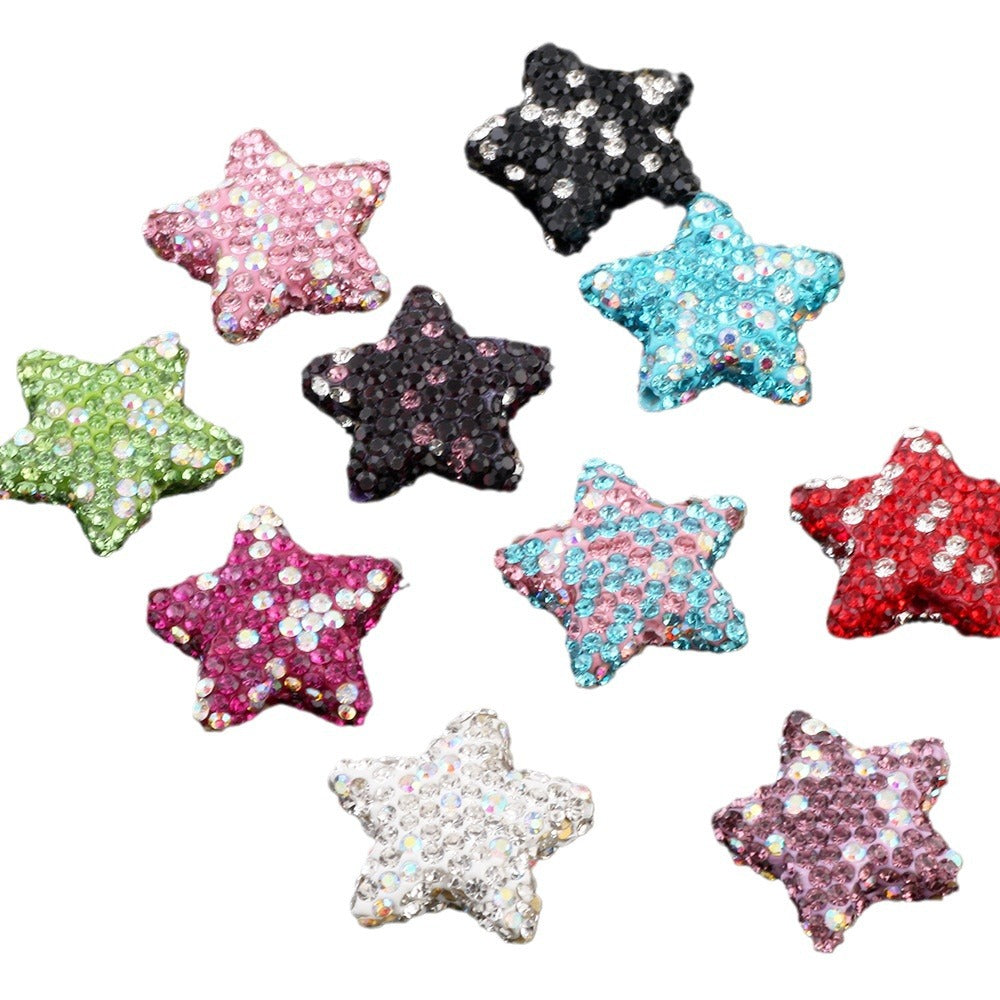 Rhinestone Star Clay Beads 25mm Colorful Sparkle 6pcs 5