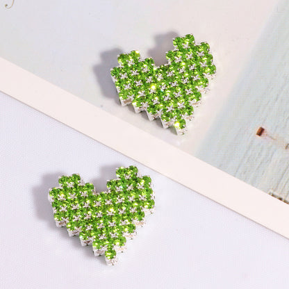 Double-Sided Heart Rhinestone Beads 19mm Full Color Alloy 6pcs 6
