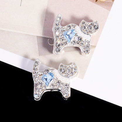 Double-Sided Cat Rhinestone Beads 22mm Full Pave Alloy 3pcs 6