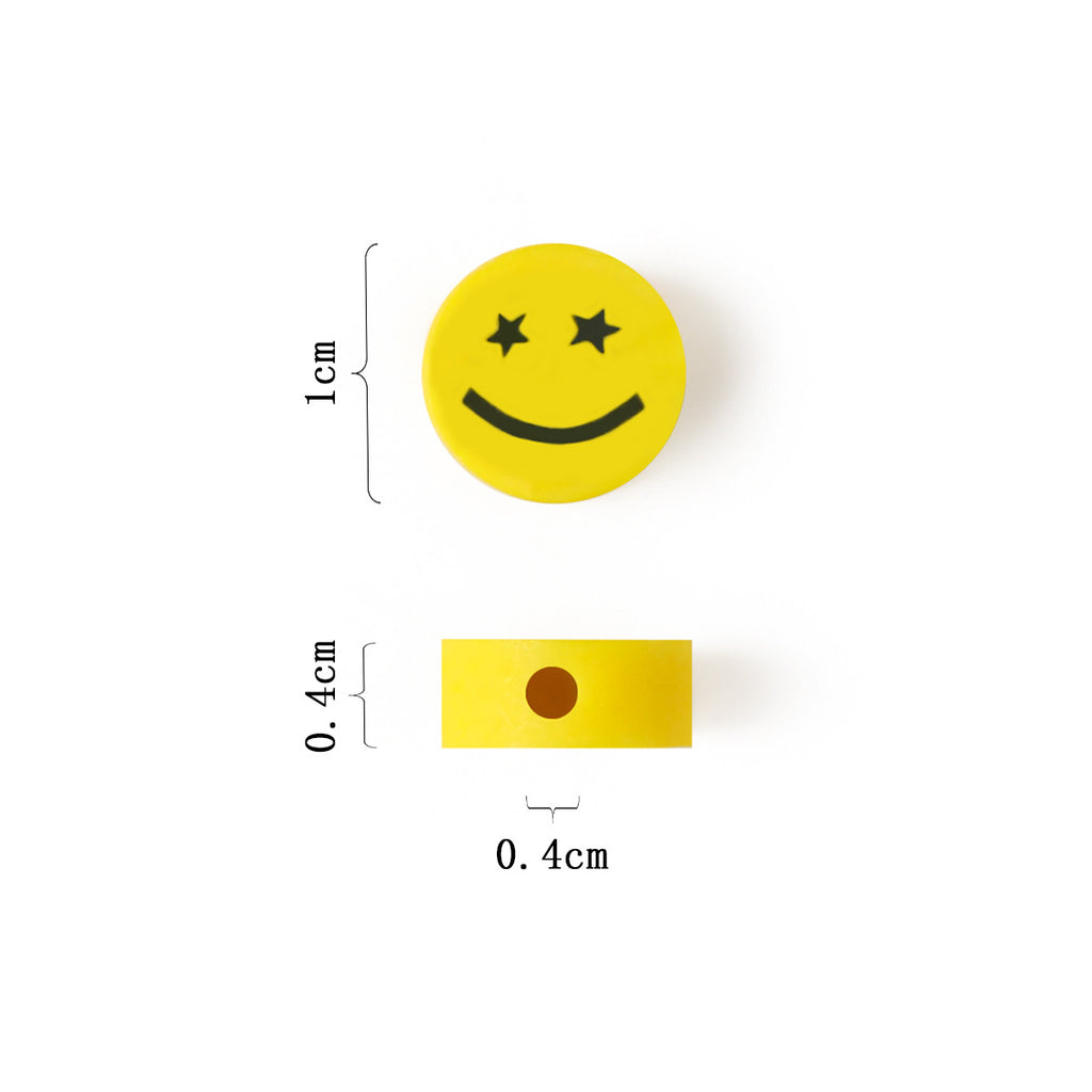 Flat Clay Beads 10mm Yellow Smiley Face Polymer 200pcs 4