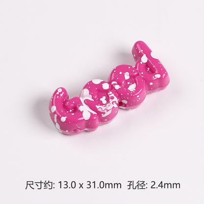 Painted Plate Acrylic Beads 31mm Splash Ink Good Word 20pcs 12