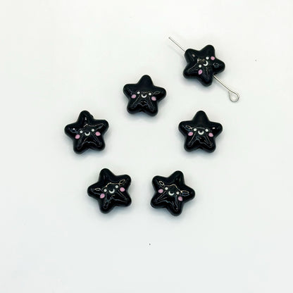 Star Metal Beads 13mm Glossy Painted Smiley Face 10pcs 19