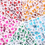 Square Acrylic Beads 6.7mm Glossy Dripping Oil Love Design 100pcs