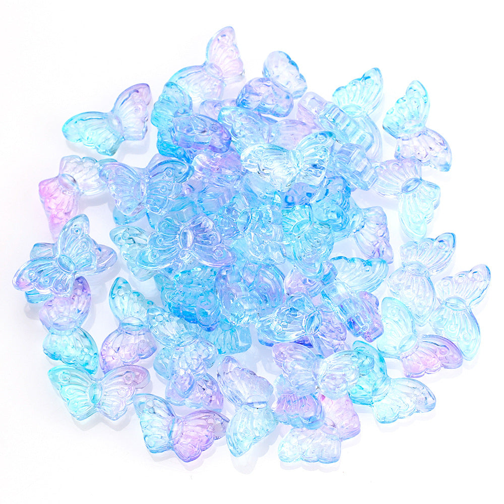 Czech Glass Beads Butterfly 8 15mm Dual Color Gradient Transparent 50pcs 10