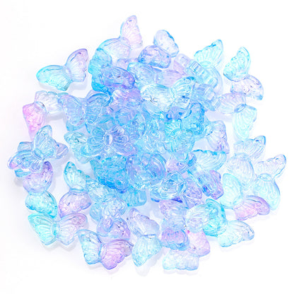 Czech Glass Beads Butterfly 8 15mm Dual Color Gradient Transparent 50pcs 10