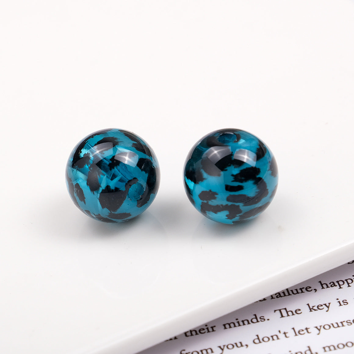 Transparent Leopard Print Acrylic Beads 16mm Colorful Glossy 50pcs 6