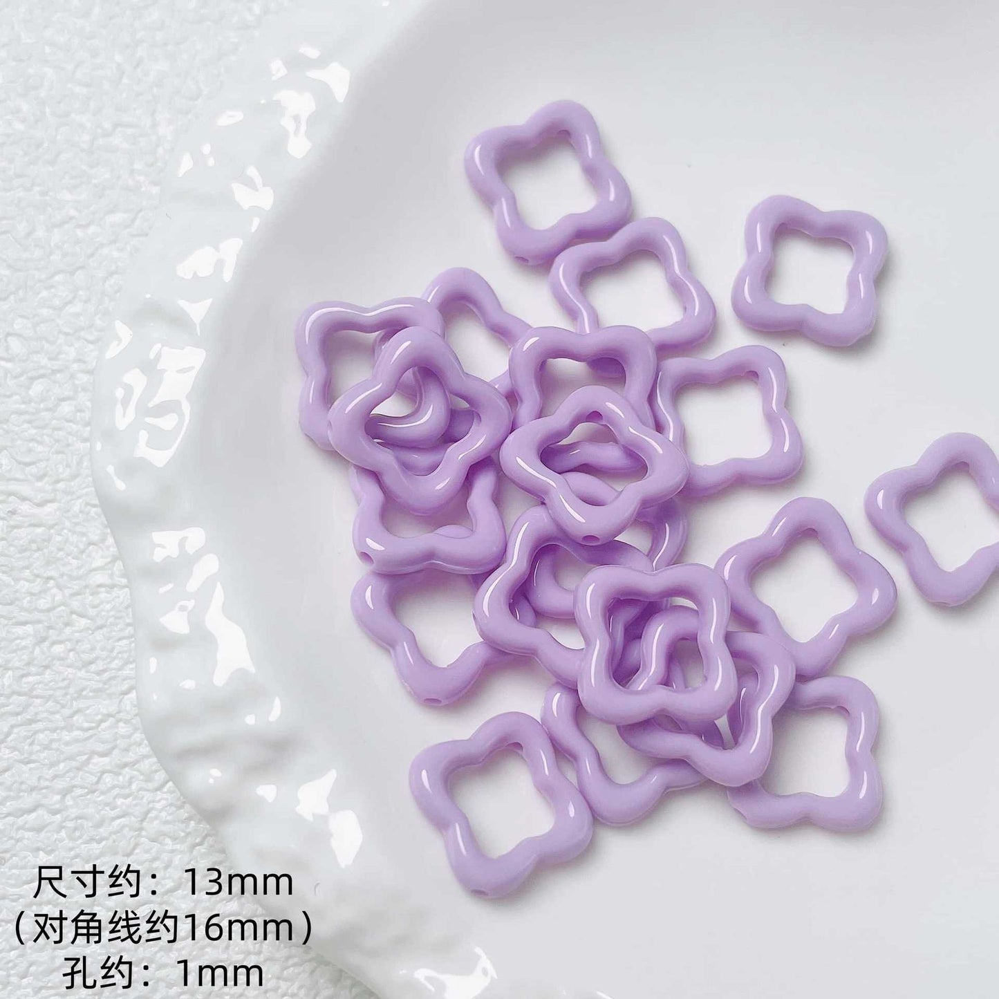 Hollow Clover Frame Acrylic Beads 13mm Colorful Mixed 100pcs 11