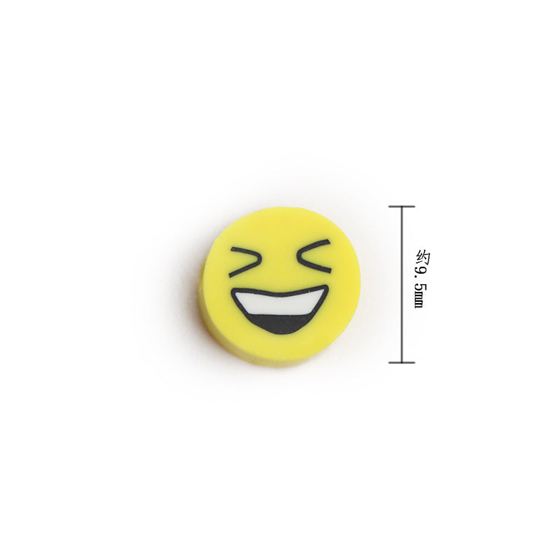Flat Clay Beads 9mm Yellow Funny Emoji Polymer 100pcs 2