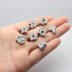 Chrome Alloy Rhinestone Beads Star Heart Crown Shapes 4pcs