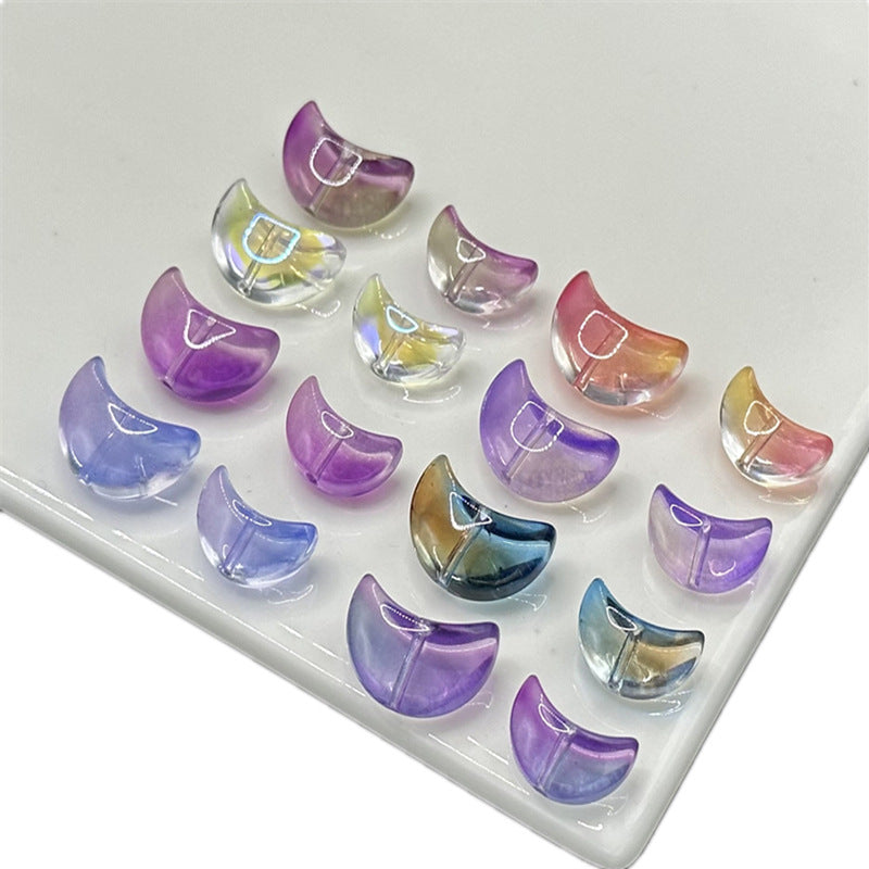 Moon Crescent Transparent Glass Beads 9x14mm Pastel Mixed 100pcs 5