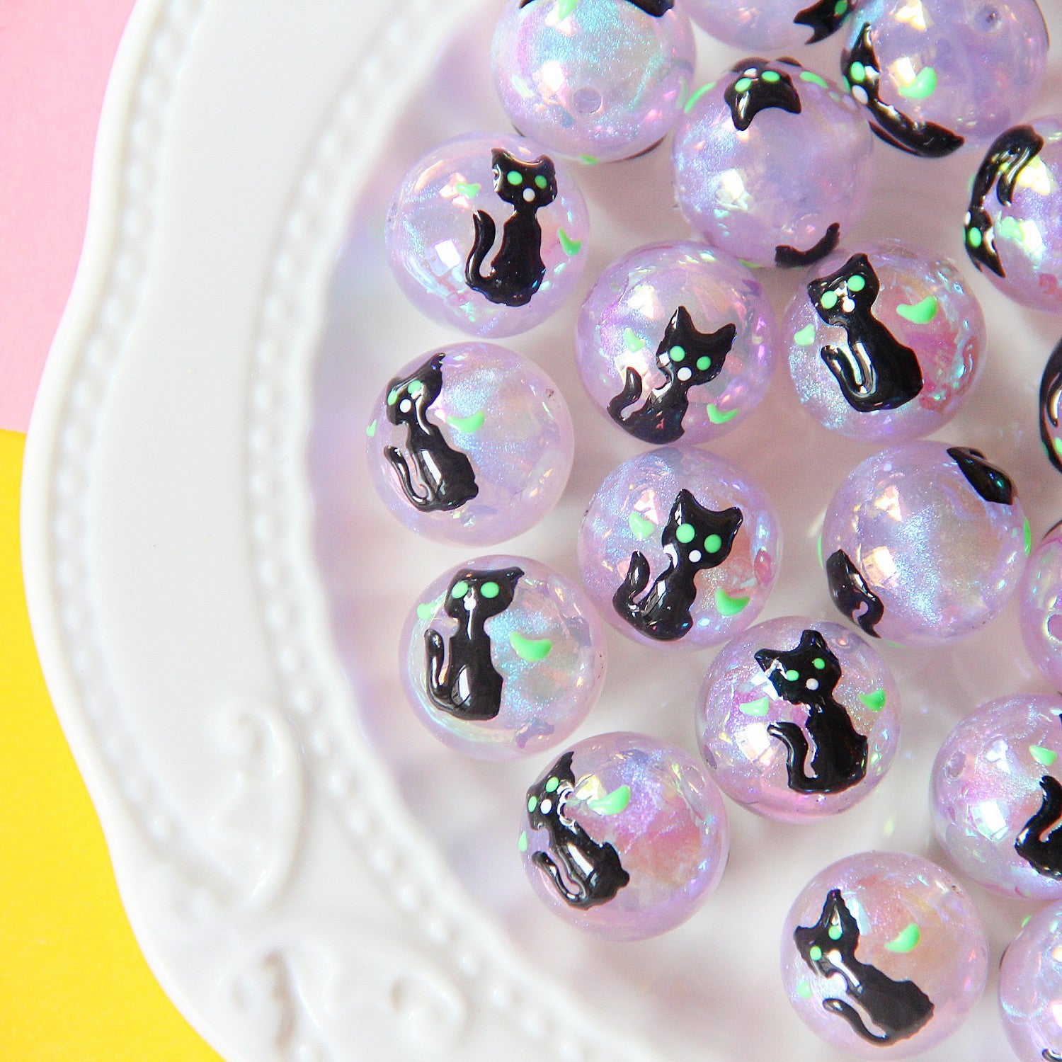 Hand-Painted Halloween Pumpkin Ghost Acrylic Beads 16mm 18