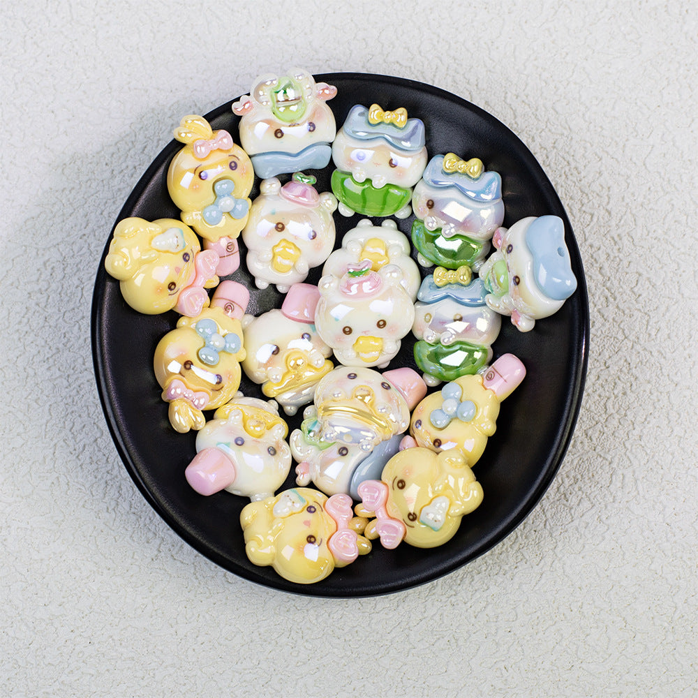 Plating Chiikawa Series Resin Beads Glossy Pastel Colors 20pcs 12