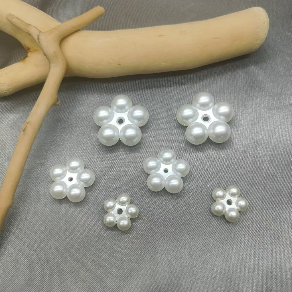 Flat Snowflake Acrylic Beads 15-25mm Pearly White ABS Plastic 100pcs 2