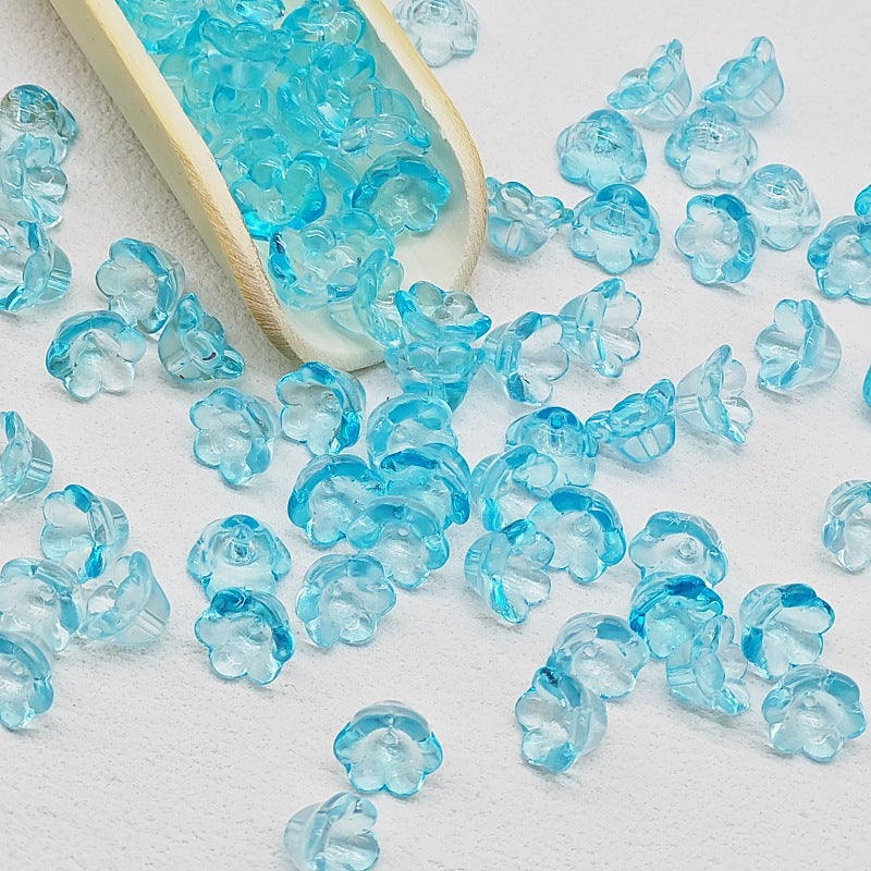 Campanula Flower Glass Beads 7x12mm Frosted Glossy Pastel 50pcs 38